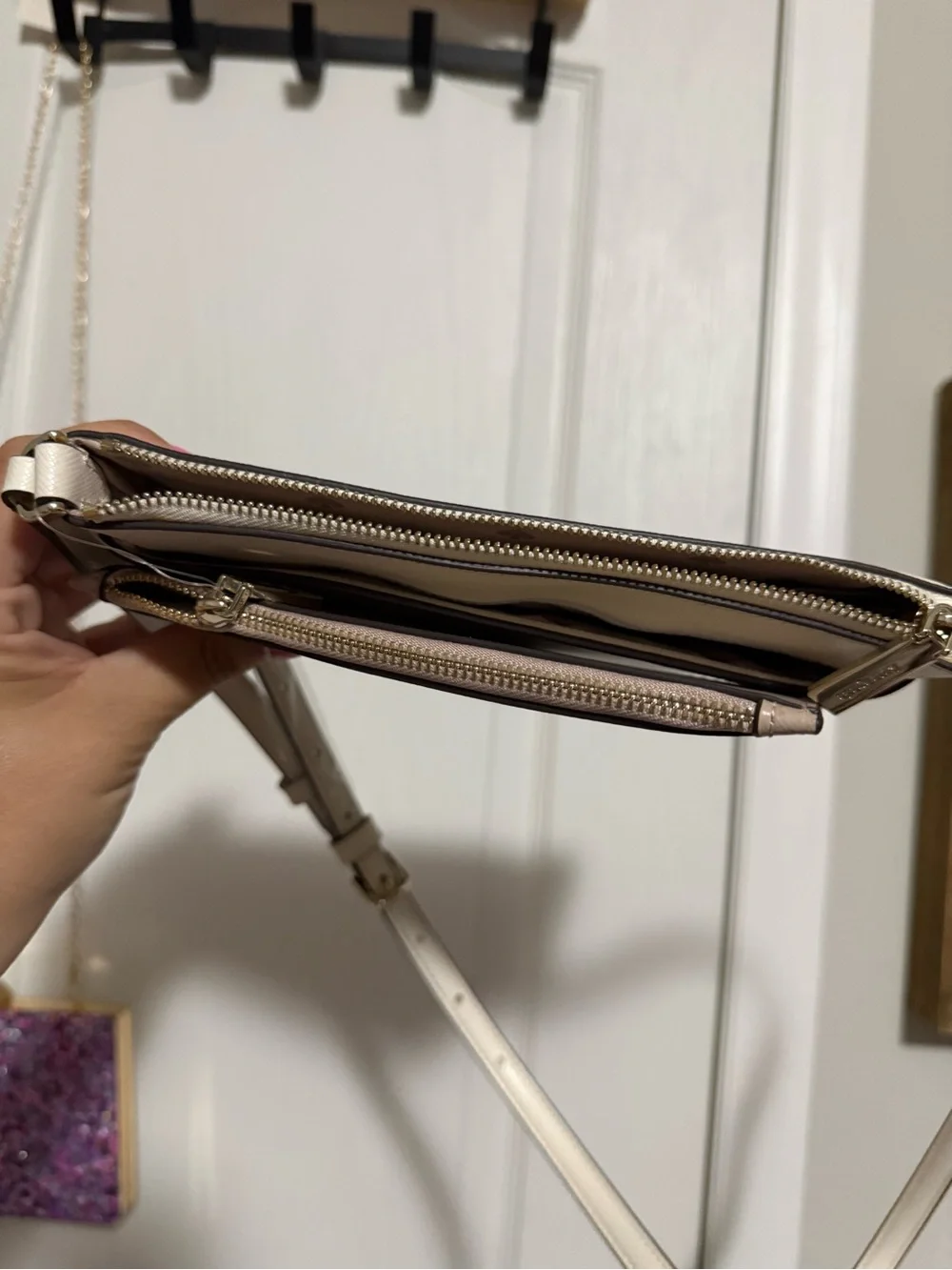 kate spade Cream and Tan Crossbody with Matching Wristlet